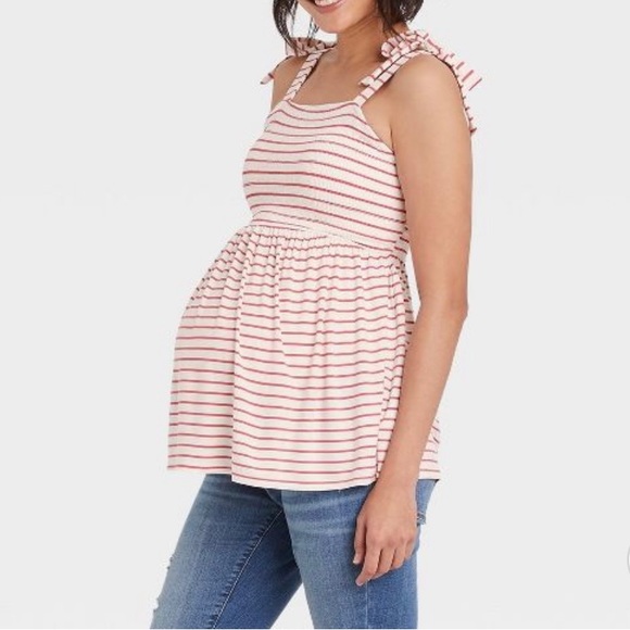 Tie Strap Babydoll Maternity Tank Top - Picture 2 of 4